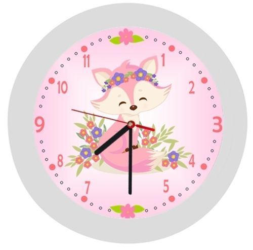 ✿ Wanduhr in 4 Farben ✿ Fuchs Fox  ✿ rosa ✿ LAUTLOS ✿ personalisiert
