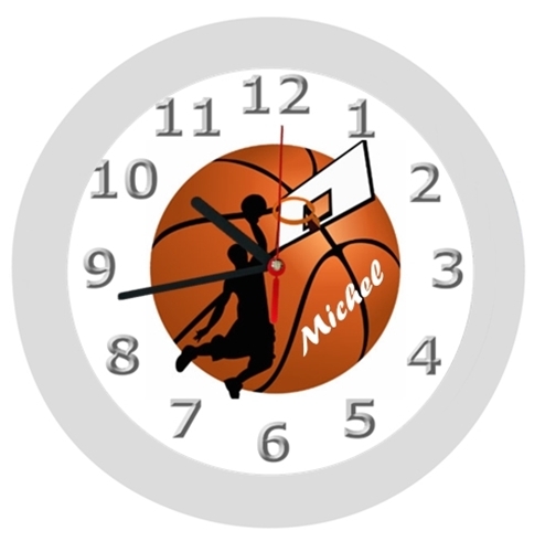 ✿ Wanduhr in 4 Farben ✿ Basketball 1 ✿ LAUTLOS ✿ personalisiert