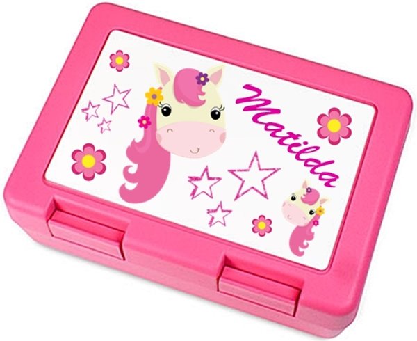 ✿ Brotdose Lunchbox Stullenbüchse ✿ rosa pink ✿ Kinder ✿ mit Name ✿ Einhorn Unicorn ✿