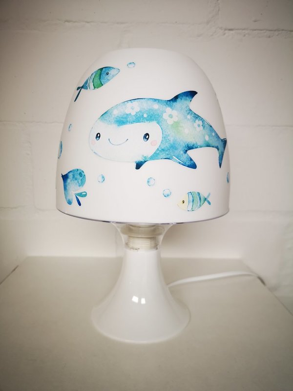 ✿ Tischlampe ✿ MEERESTIERE 2 Fische Anker Algen personalisiert mit Name ✿ Schlummerlicht