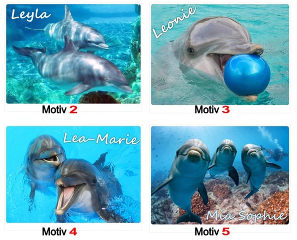 Korkunterlage-Delfin 2,3,4,5 *personalisiert*Tisch-, Mal-, Knet-, Ess- & Schreibunterlage-abwischbar