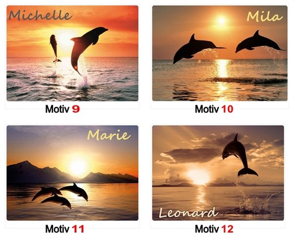Korkunterlage-Delfin 9,10,11,12*personalisiert*Tisch-, Mal-, Knet-, Ess-&Schreibunterlage-abwischbar
