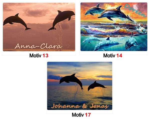 Korkunterlage-Delfin 13,14,17*personalisiert*Tisch-, Mal-, Knet-, Ess- & Schreibunterlage-abwischbar