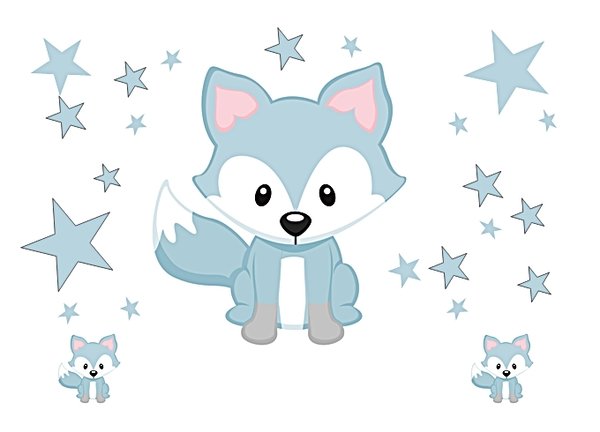 Korkunterlage-Fuchs fox blau *personalisiert*Tisch-, Mal-, Knet-, Ess- & Schreibunterlage-abwischbar
