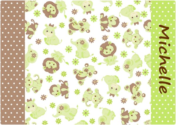 Korkunterlage- Dschungel Baby*personalisiert*Tisch-, Mal-, Knet-, Ess- & Schreibunterlage-abwischbar