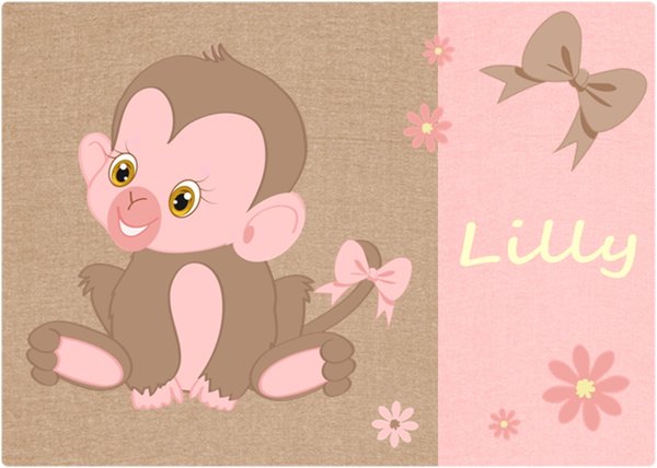 Korkunterlage - Affe Baby *personalisiert* Tisch-, Mal-, Knet-, Ess- & Schreibunterlage - abwischbar